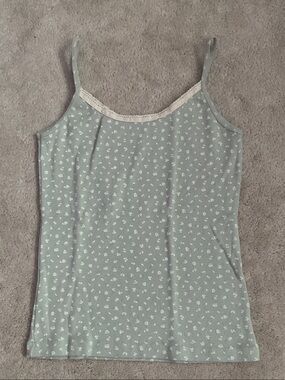 BRANDY MELVILLE Light Sage Floral Cami Tank Top